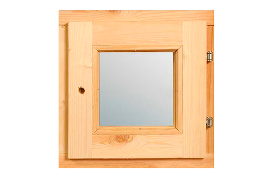 Деревянное окно для бани 560х560х70 мм